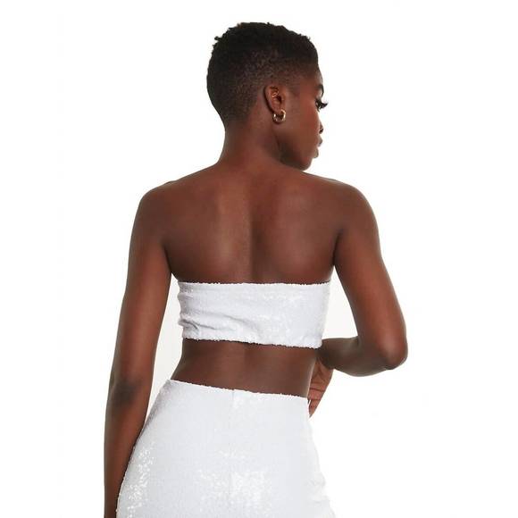 NEW COMMANDO sequin bandeau top in white - Picture 3 of 3